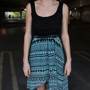 Black and Blue High-Low Dress